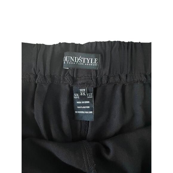 Sound Style Women's Soft & Comfy Shorts w/ Tie Belt & Pockets Plus Size 3X Black - Picture 3 of 6